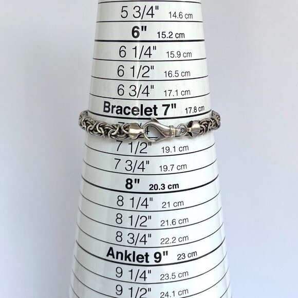 Sterling Silver 925 AK Turkey 6MM Byzantine Birdcage Link Chain Bracelet 7.5" - Picture 9 of 16